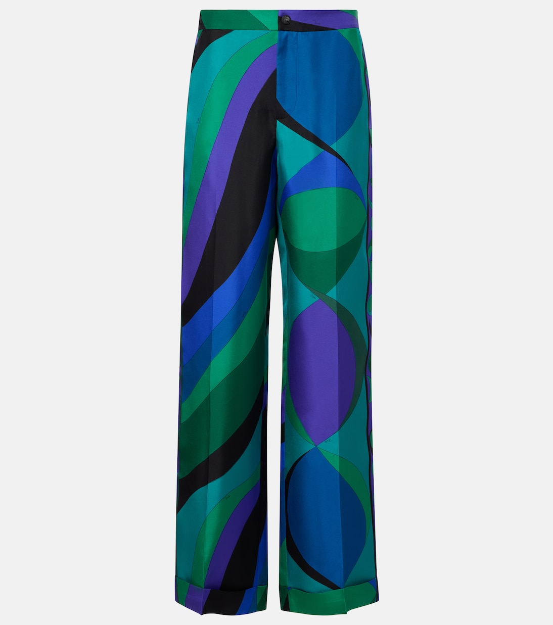 

Широкие брюки из печатного шелка Pucci, Smeraldo