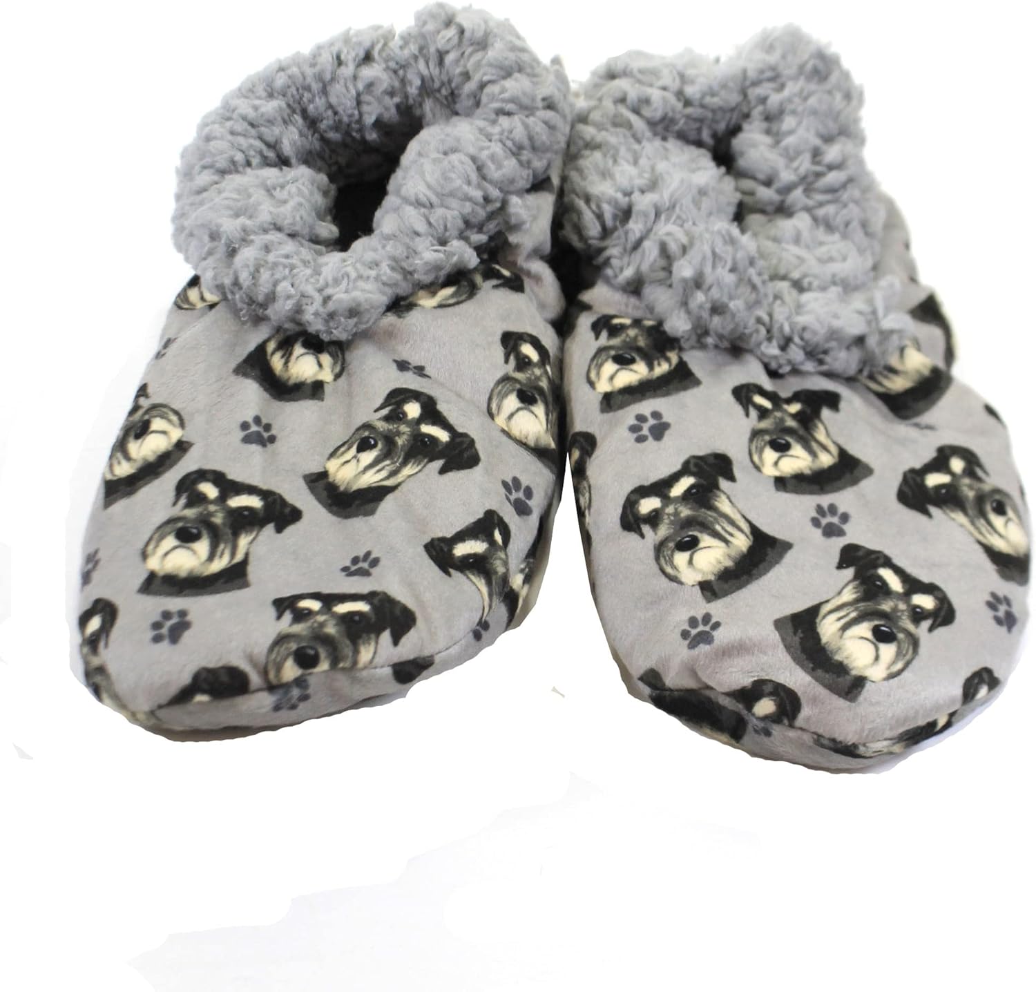 

Тапочки Comfies - Уютные домашние тапочки с шерпой для женщин и мужчин - Домашняя обувь - Подарок любителям животных - Нескользящая подошва - Один размер подходит большинству - Унисекс, Schnauzer