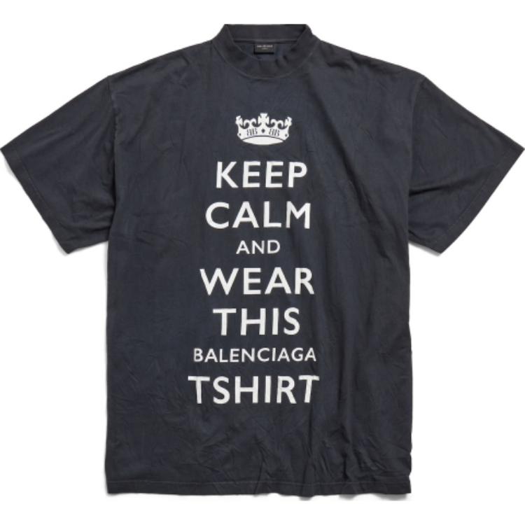 Футболка свободного кроя Keep Calm Washed Oversized Balenciaga, черный — фото 3