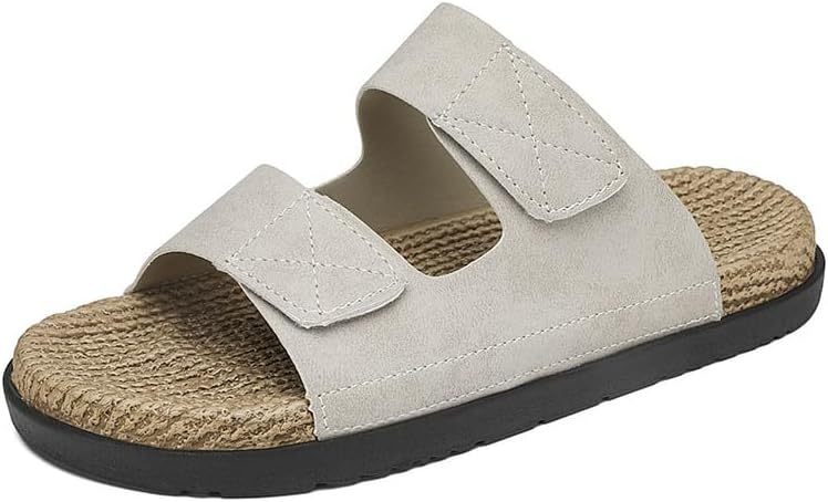 

Мужские сандалии с пробковой стелькой Asifn, открытый носок, регулируемые, повседневные, легкие, удобные, плоские обувь, серый