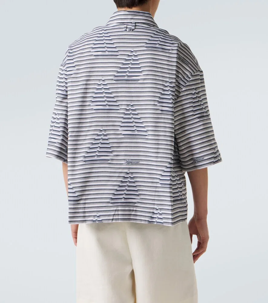 Полосатая хлопковая рубашка для боулинга Jacquemus, белый — фото 4