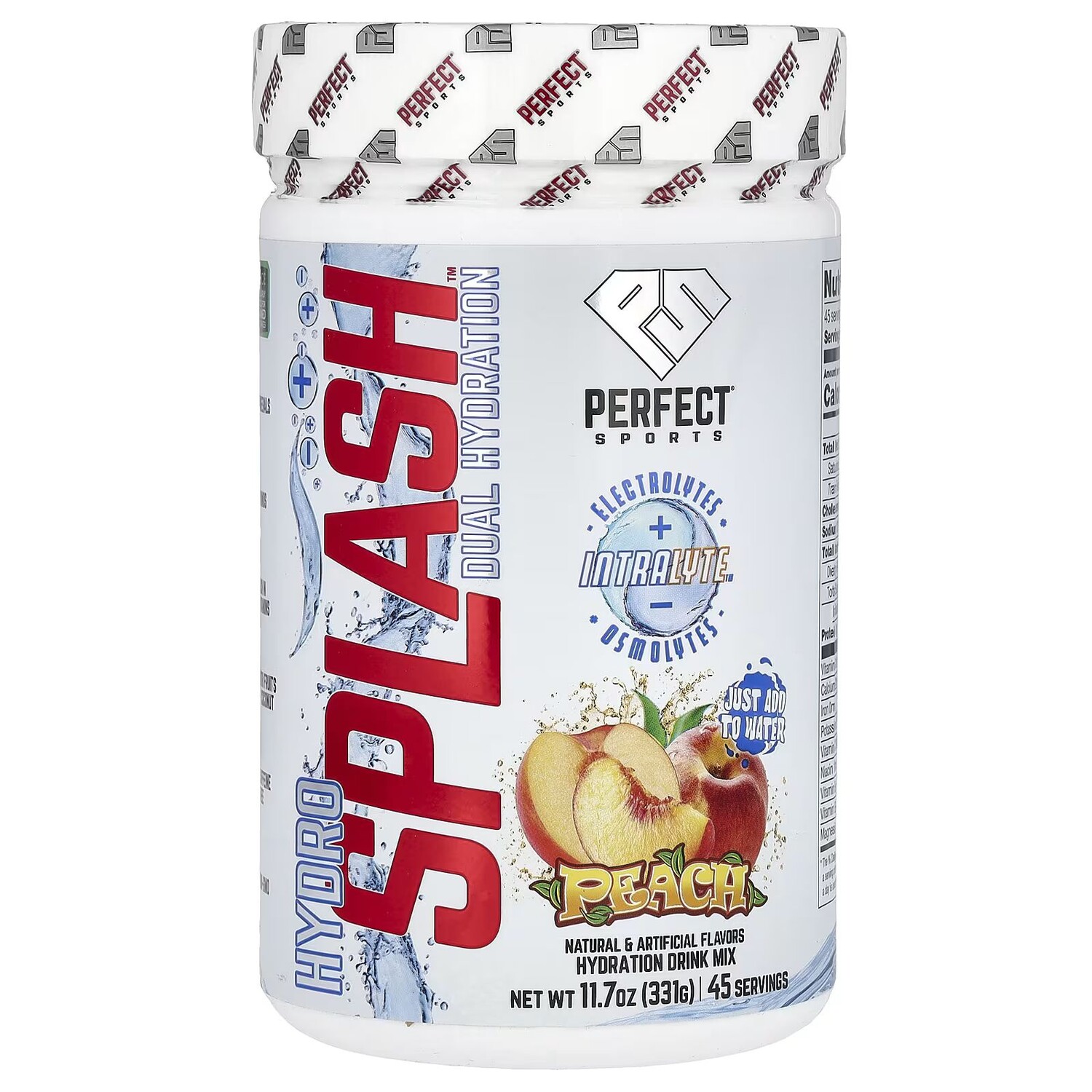

Hydro Splash, Двойное увлажнение, персик, 11,7 унции (331 г) Perfect Sports