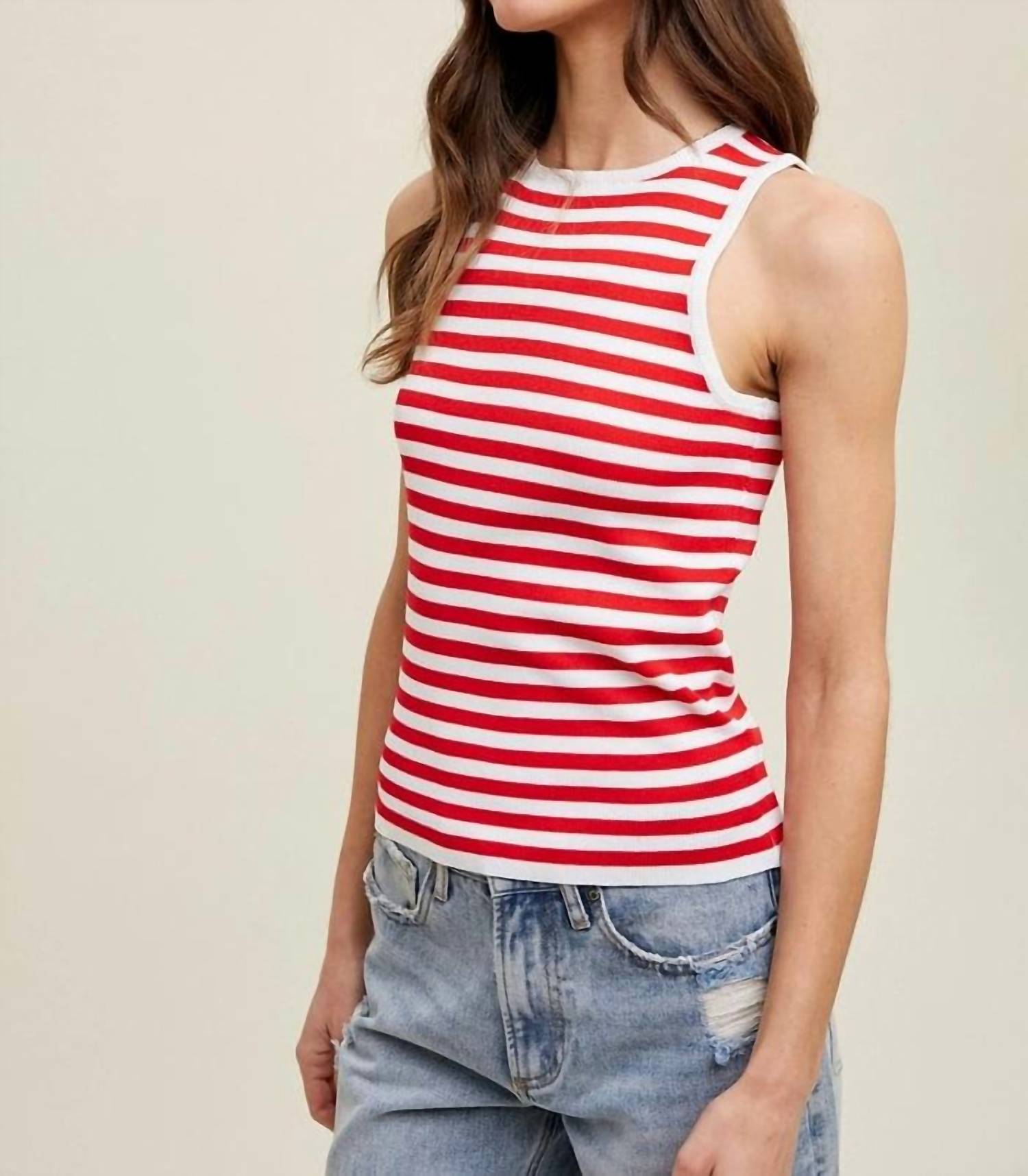 

Майка Maine Striped Knit в красном цвете WISHLIST