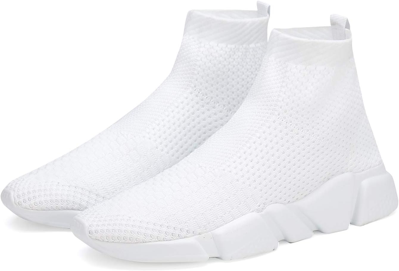 

Мужские кроссовки Casbeam для бега, вязаные, удобные, легкие, дышащие, повседневные спортивные туфли, модные слипоны для ходьбы, белый