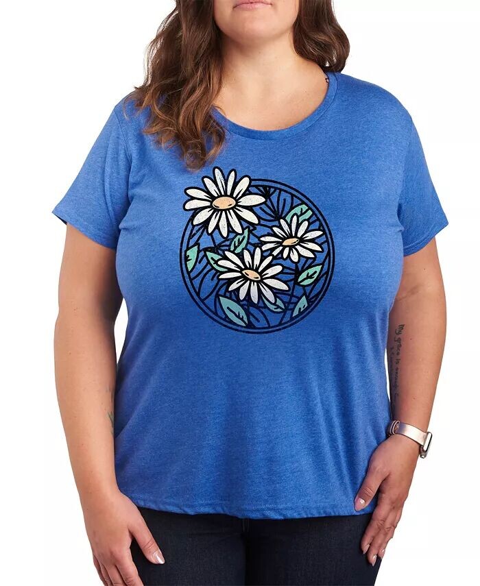 

Футболка больших размеров с рисунком Wildflower Circle Hybrid Apparel, синий