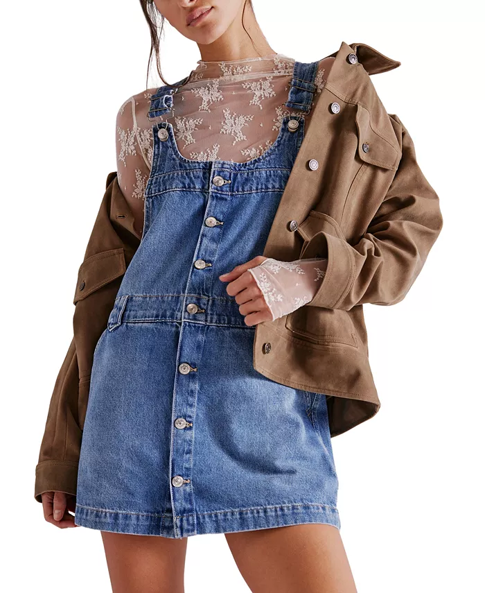 

Женское платье-комбинезон Edie из денима и хлопка Free People, синий