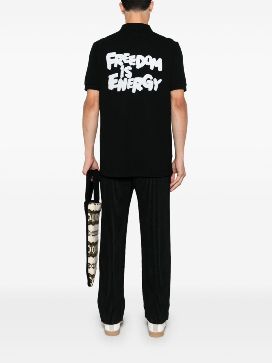 Comme Des Garçons Shirt рубашка поло с надписью из коллаборации с Fred Perry, черный — фото 2