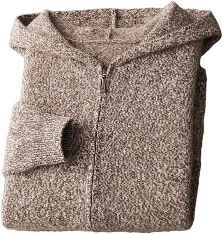 

Толстый мужской худи из 100% кашемира с капюшоном и молнией