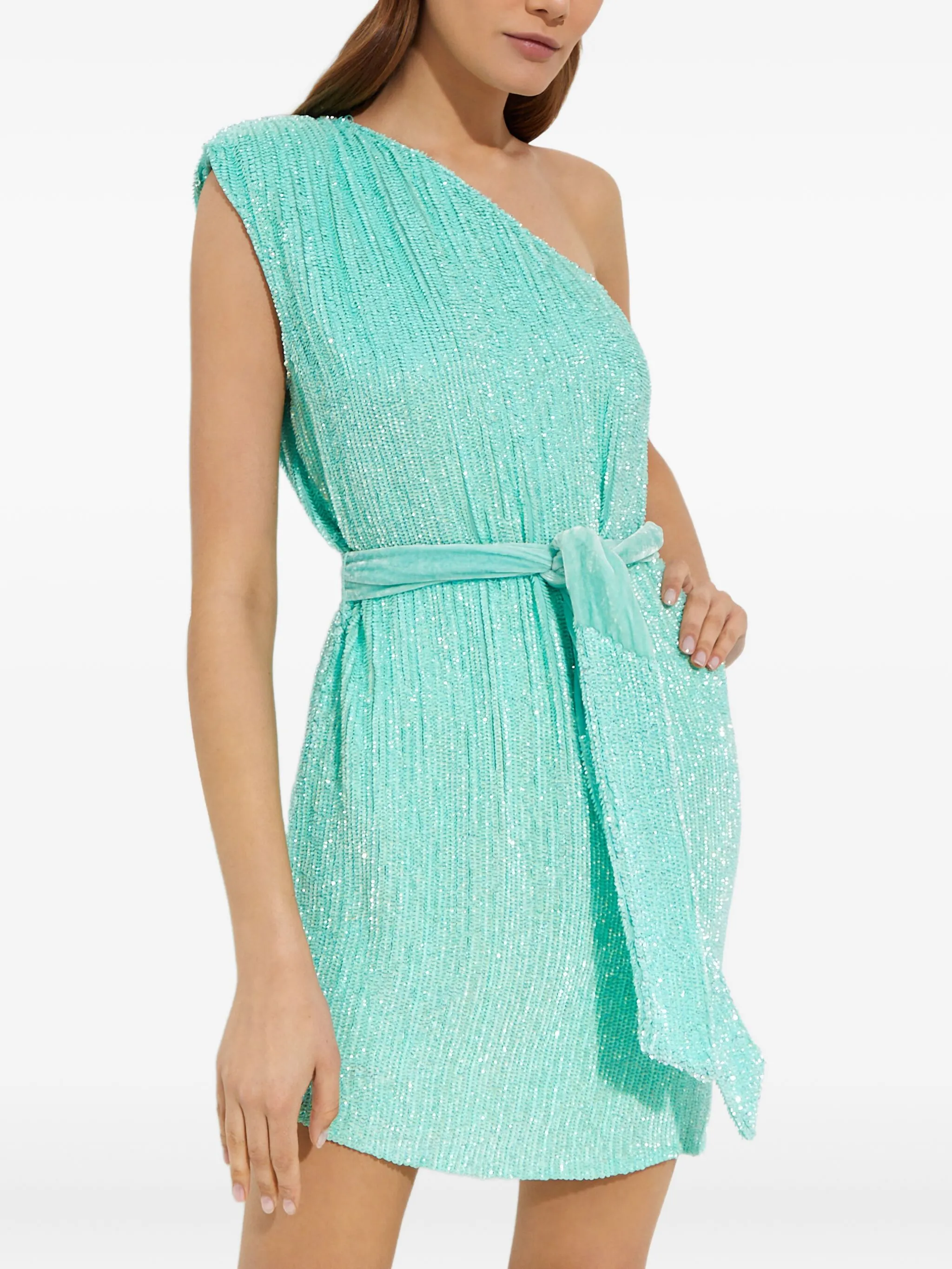 

Платье мини Ella на одно плечо Retrofête, зеленый