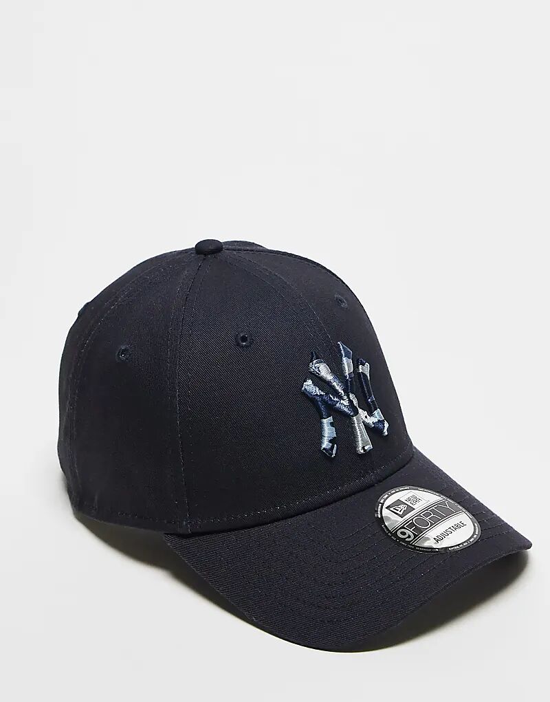 

Контрастная кепка NY Yankees 9forty в цвете «камуфляж» темно-синего цвета New Era