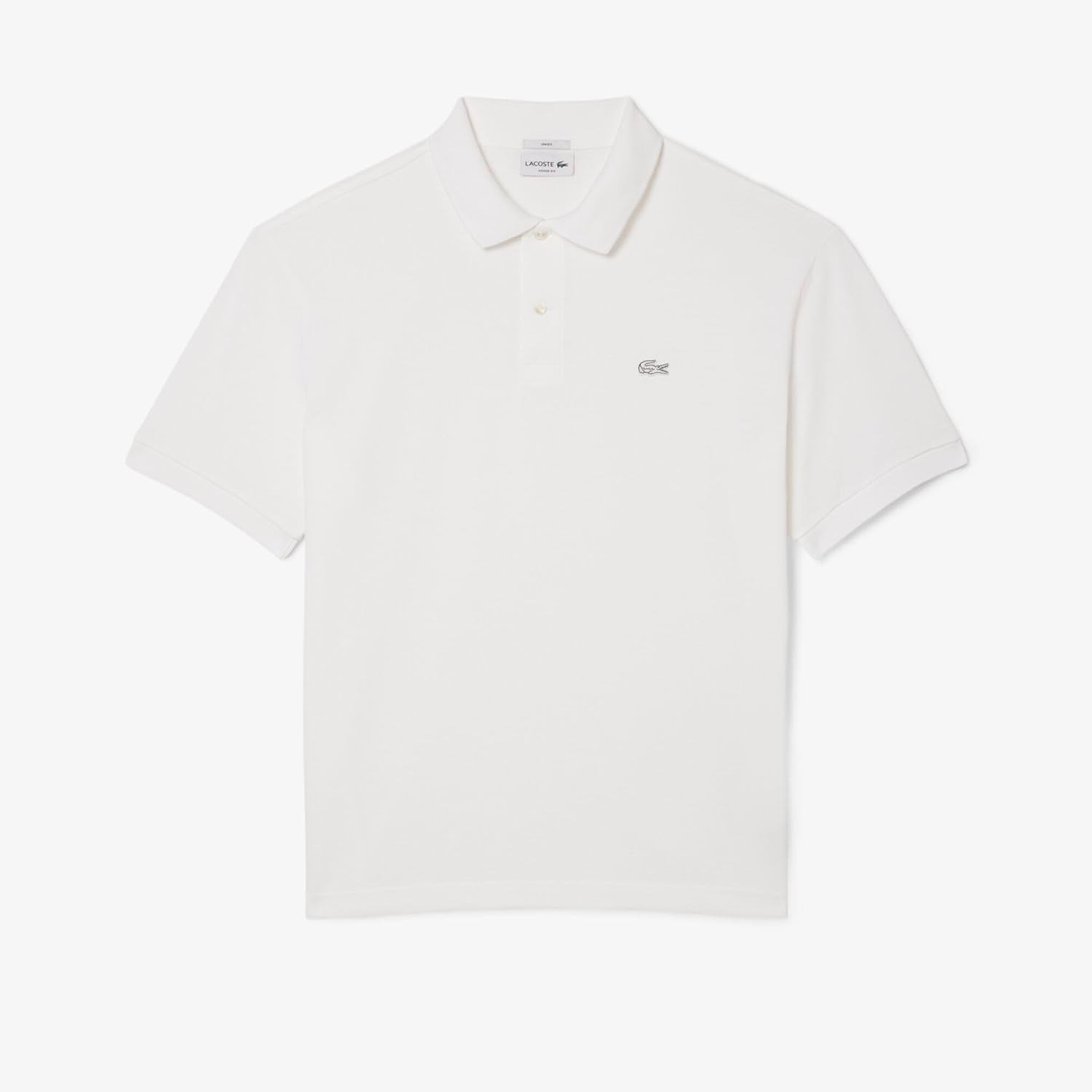 Мужская повседневная официальная поло-рубашка Lacoste из плотной ткани свободного кроя, белый — фото 4