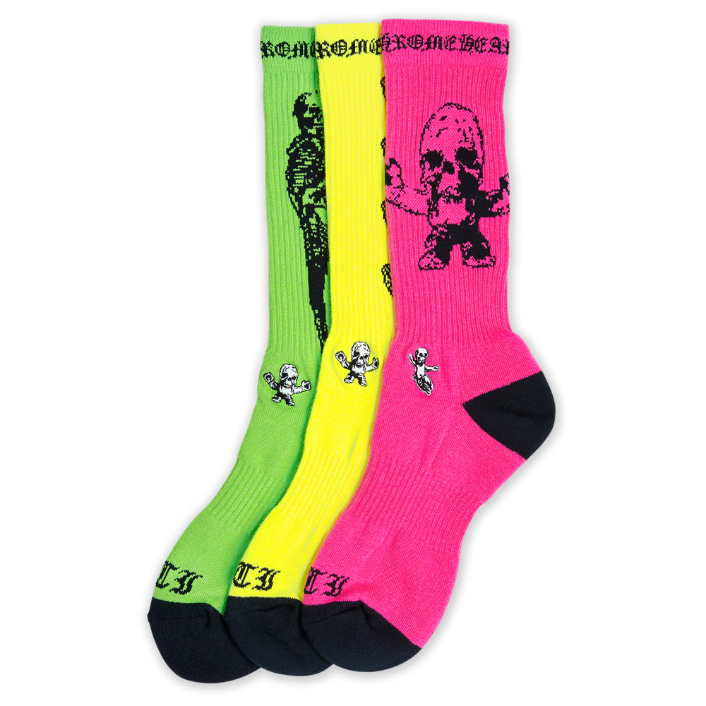 

Носки Crew Unisex, набор из 3 пар Chrome Hearts, 3 pack (розовый+желтый+зеленый)