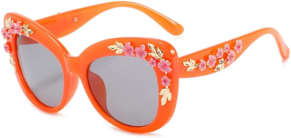 

Современные винтажные солнцезащитные очки «кошачий глаз» для женщин, дизайнерские солнцезащитные очки, модные розовые оттенки, женский цветочный декор MTZJH, Orange