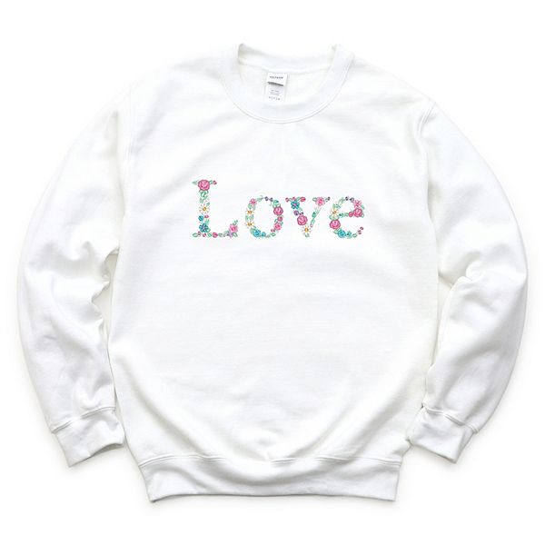 

Свитшот с вышивкой в виде цветов и надписью love Simply Sage Market, White, Белый, Свитшот с вышивкой в виде цветов и надписью love Simply Sage Market, White