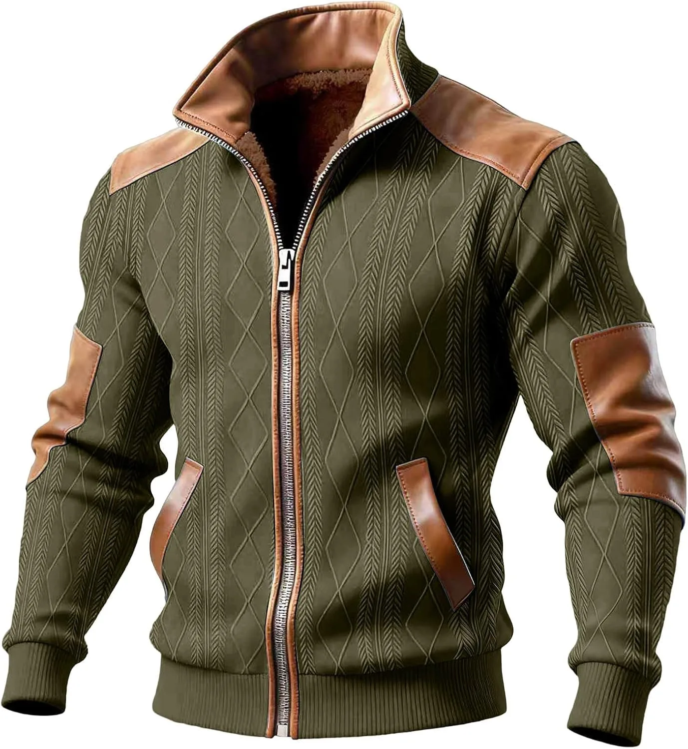 

Мужская повседневная толстовка на молнии с длинным рукавом, флисовая подкладка, воротник стойка, карман