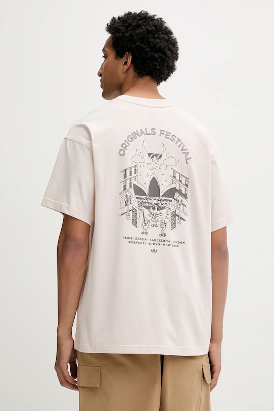 

Хлопковая футболка Street Band Tee Adidas Originals, бежевый