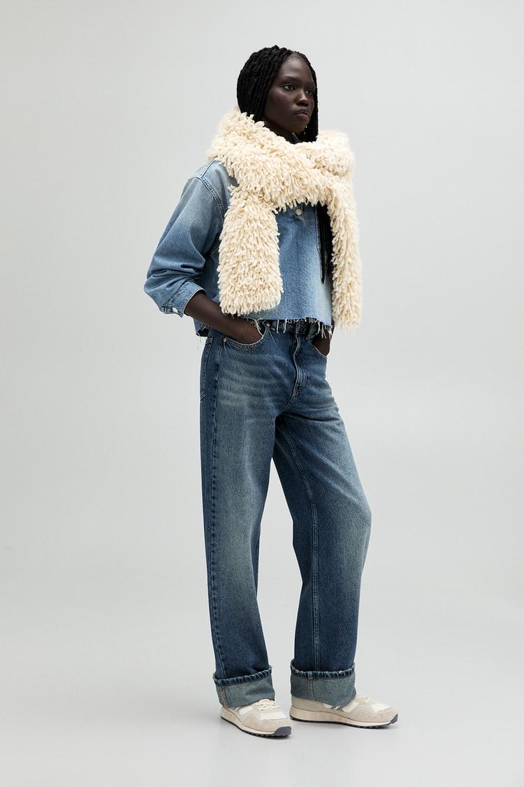 

Мешковатые джинсы с отворотами Pull And Bear, синий