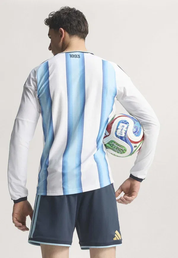 Футболка Adidas Performance Argentina 26 home authentic long sleeve national team wear, белый ледяной голубой — фото 3