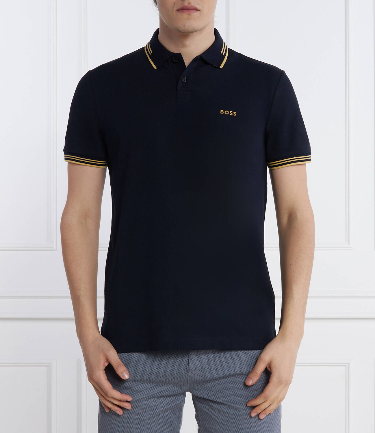 

Поло BOSS GREEN Paul Slim Fit stretch, темно-синий