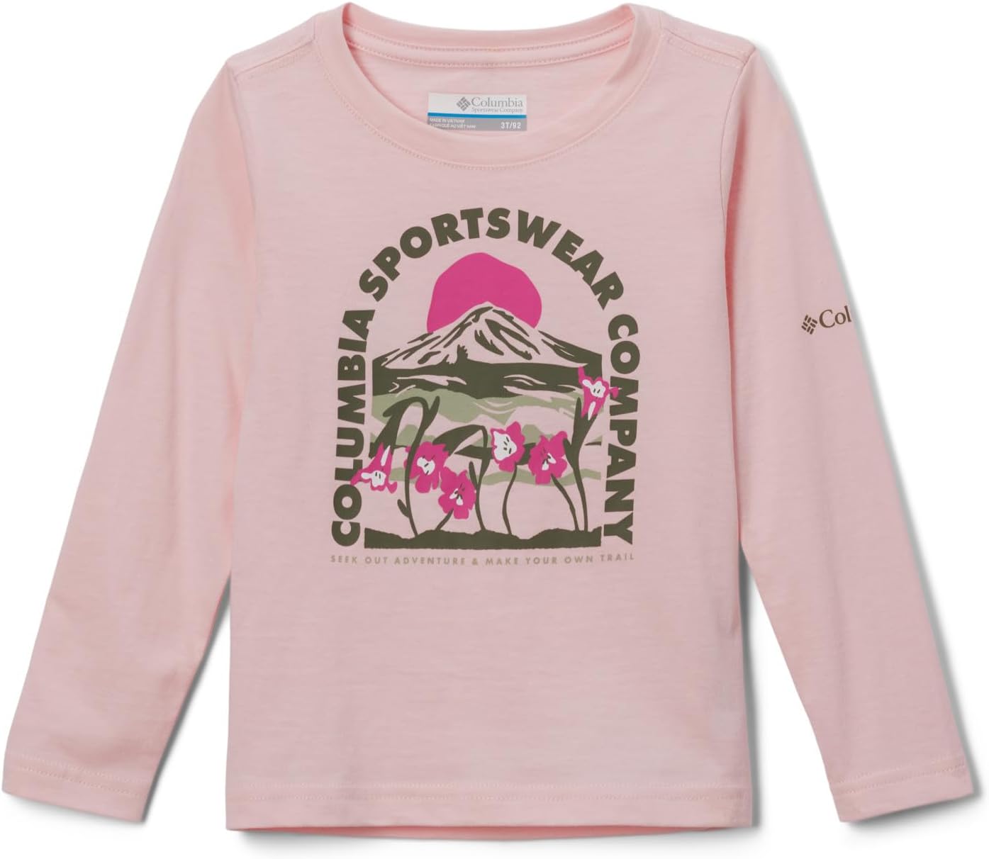 Columbia Girls Hazeldel Hill футболка с длинным рукавом и принтом, Satin Pink/Floral View — фото 3