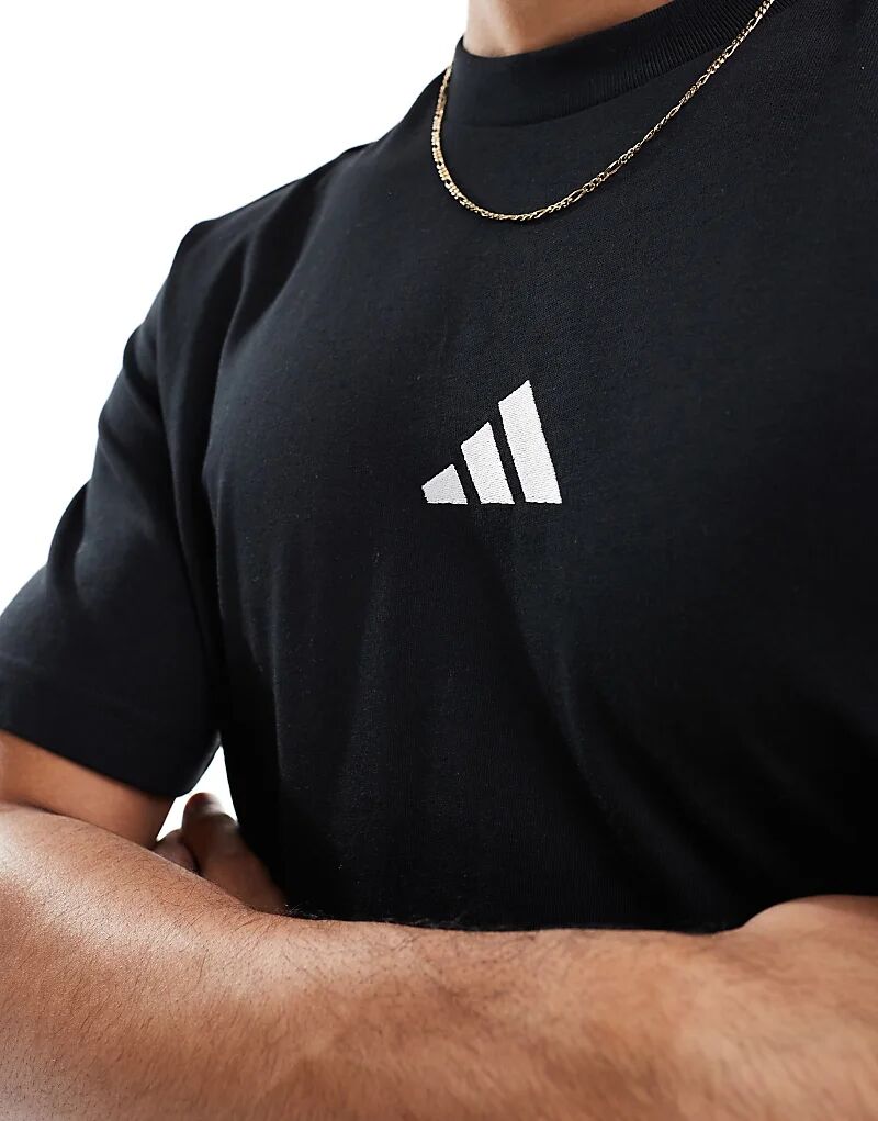 Футболка adidas Performance Essentials с маленьким логотипом, черного цвета — фото 4