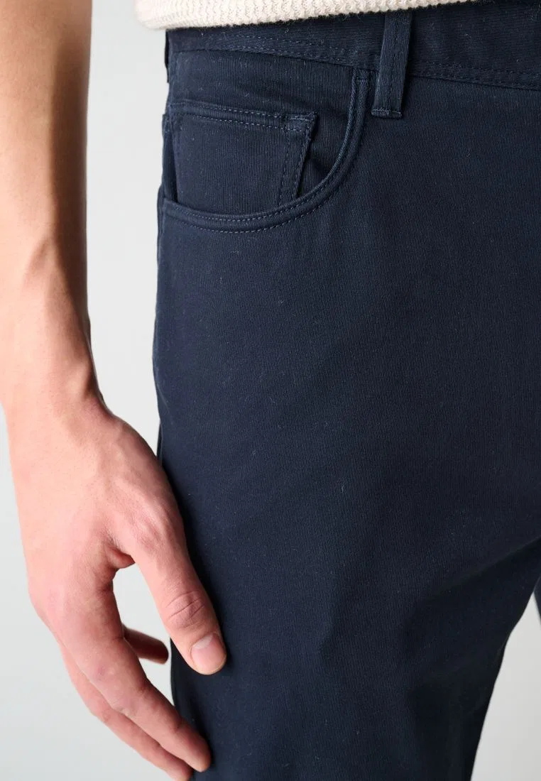 Брюки, мягкие на ощупь, 5 карманов, Slim Fit Next, темно-синий — фото 3