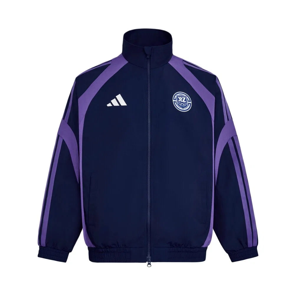 Куртка унисекс темно-синяя/фиолетовая, стойка, средняя плотность Adidas, Dark Blue/Purple