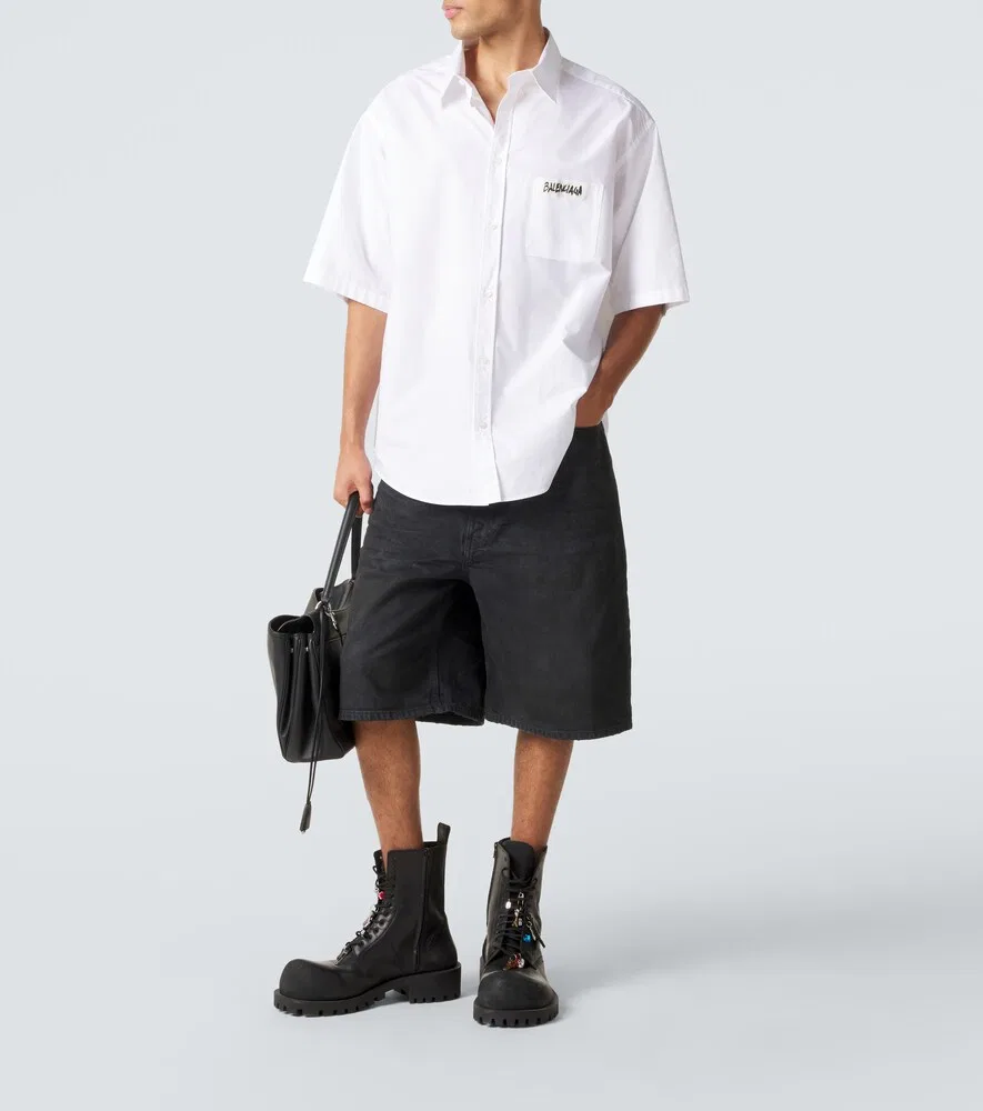 Шорты-бермуды из денима с поясом от Unity Balenciaga, черный — фото 2