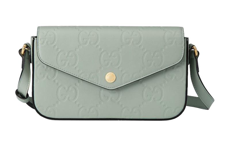 

Кожаная сумка-кроссбоди, наплечная сумка женская светло-зеленая GUCCI