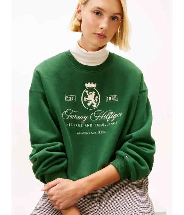 Толстовка VARSITY loose fit Tommy Hilfiger, бутылочно-зеленый — фото 4