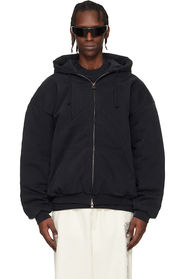 

Толстовка на молнии с вышитым крестом Vetements, черный