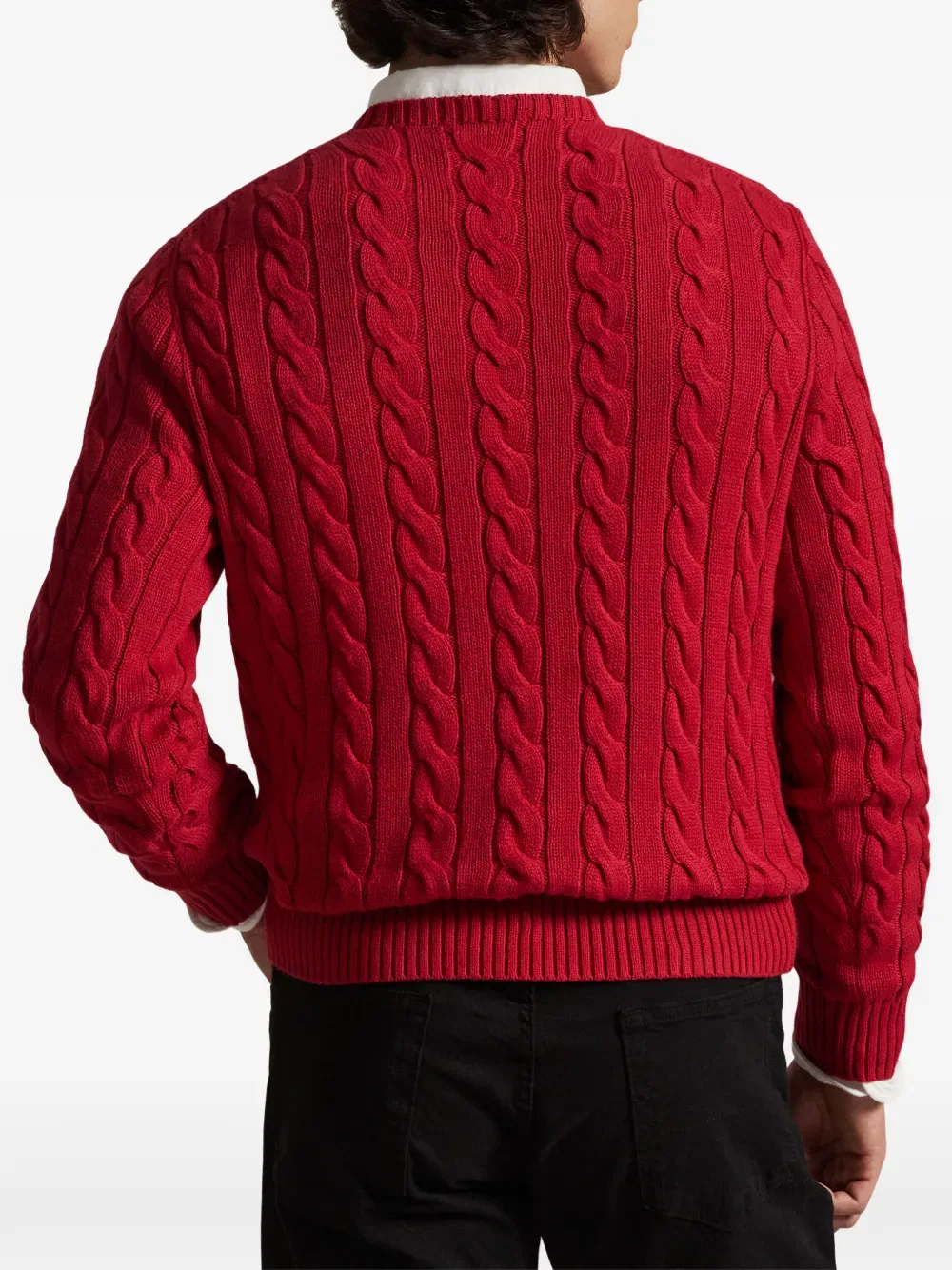 Свитер крупной вязки с круглым вырезом Polo Ralph Lauren, красный — фото 4