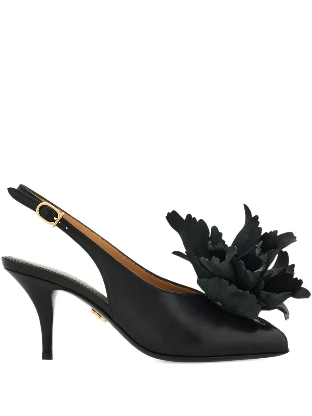 Туфли с ремешком на пятке и цветочным декором Ferragamo
