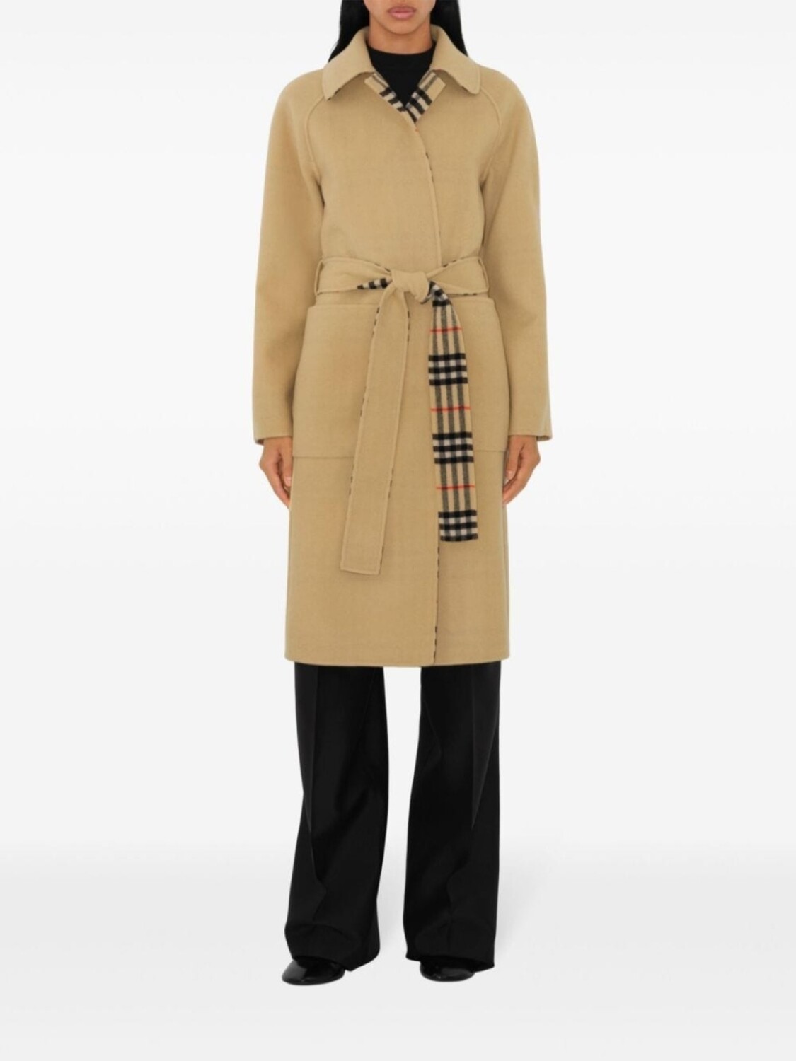 Пальто Burberry двустороннее в клетку, нейтральный цвет — фото 2