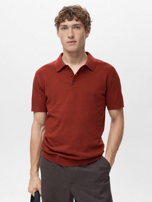 

Эндрю поло с коротким рукавом Slim Fit из хлопковой смеси Mango, Medium Orange