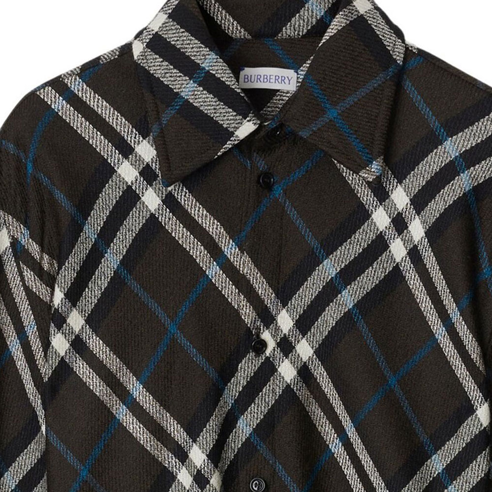 Рубашка Burberry в клетку с поясом, черный — фото 4