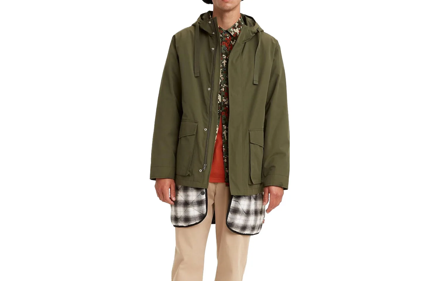 Levis Куртка мужская Forest Night Green с капюшоном