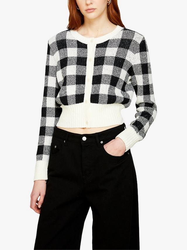 

Кардиган с принтом в клетку виши SISLEY, цвет Cream/Black