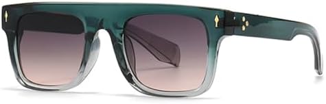 

Солнцезащитные очки Retro Rivets для мужчин, квадратной формы, в стиле панк, градиентные, с защитой от УФ-излучения UV400, для женщин, зеленые MTZJH, Dark Green Gray Pink