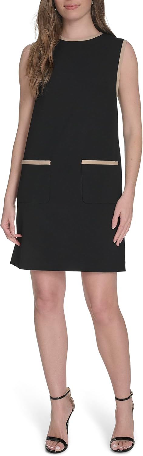 

Женское короткое платье-футляр без рукавов с цветными карманами от Tommy Hilfiger, Black/ Sand