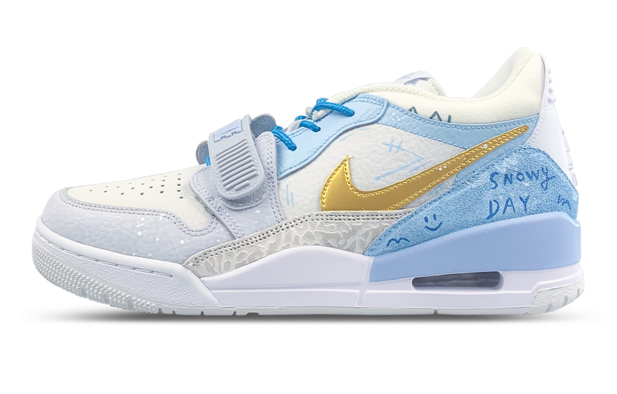 

Jordan Баскетбольные кроссовки Legacy 312 с низким влагоотводящим верхом, винтажные, мужские, синие, с белым золотом