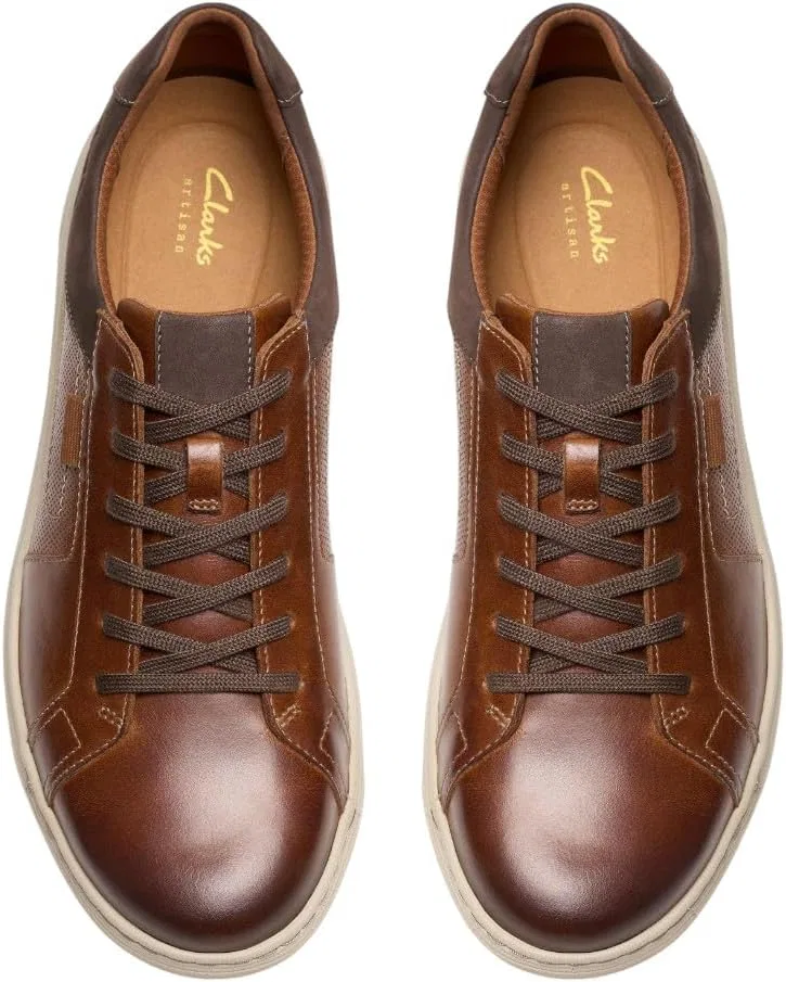 Кружевные кроссовки Clarks Mapstone Weißes Leder EU, Tan Leather — фото 3