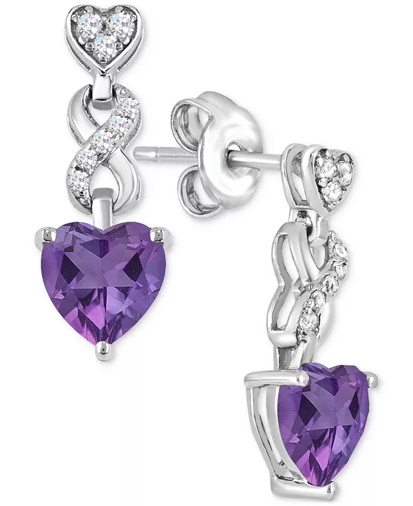 

Женские серьги в форме сердца с бесконечностью из стерлингового серебра Macy'S, amethyst