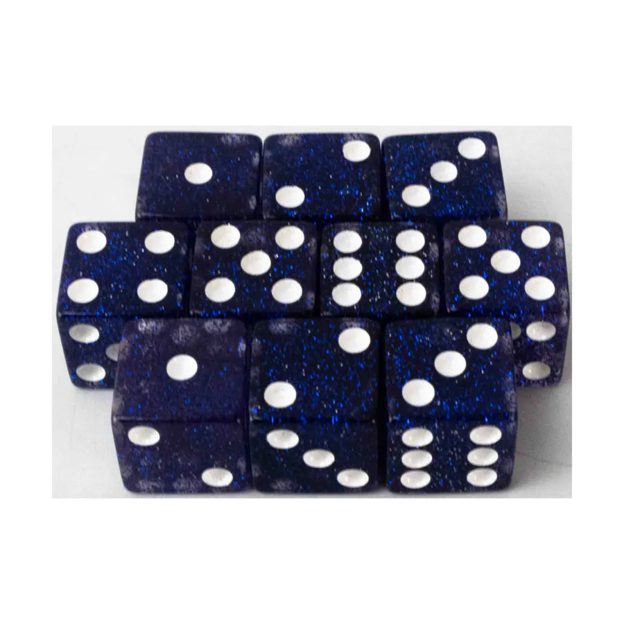 

d6 16 мм блестки — синие (с крапинками) (10), Dice - Glitter