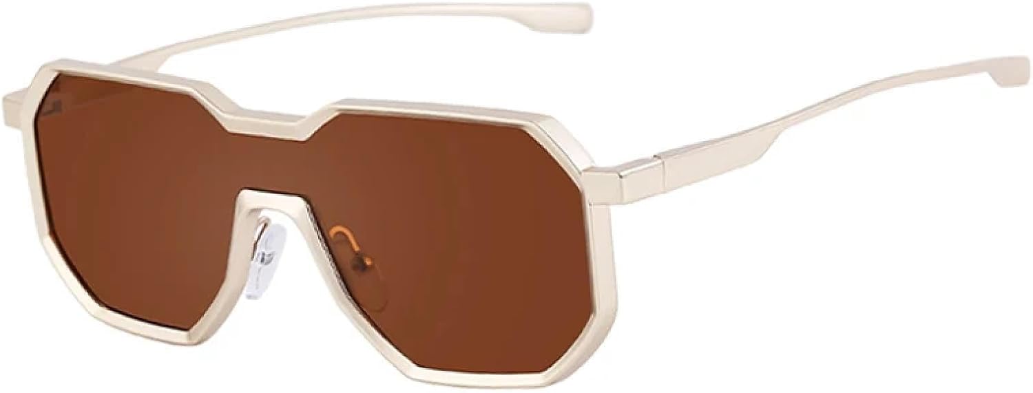 

Женские солнцезащитные очки неправильной формы, модные, цельные, с прозрачными линзами, градиентным зеркальным покрытием, защитой от УФ-излучения UV400, мужские, в стиле панк HHZZYVY, Matte Golden Brown