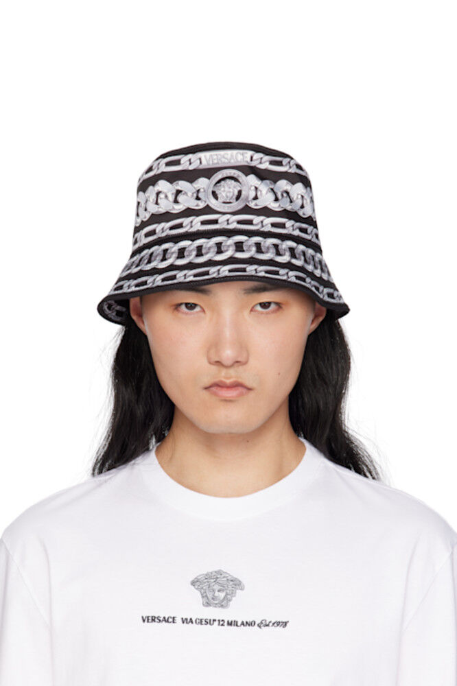 

Черная и серебристая панама с цепями Medusa Versace