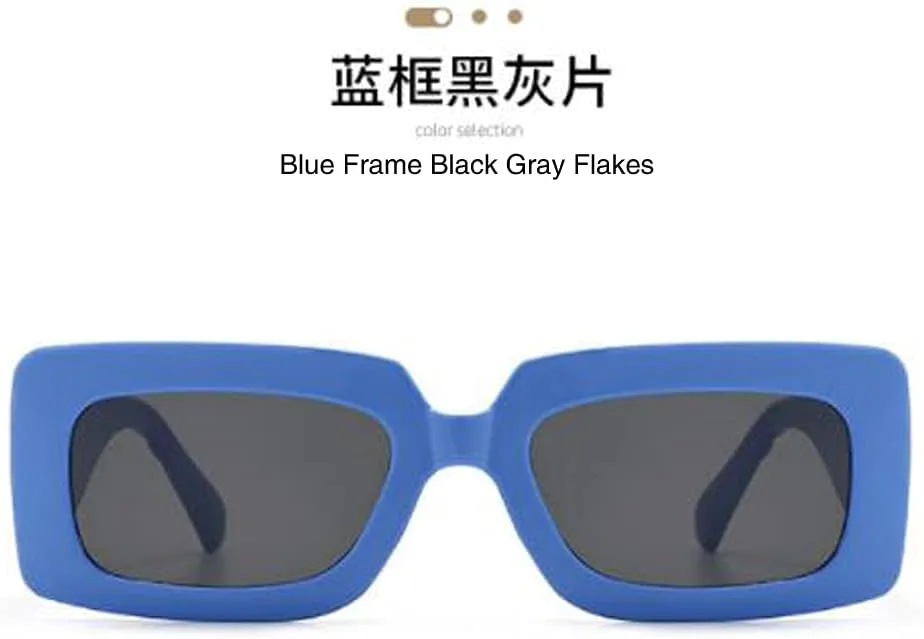 

Маленькие квадратные солнцезащитные очки, модные, милые, солнцезащитные, трендовые, конфетных цветов (синяя оправа, черные и серые блестки) Weloveushop, Blue