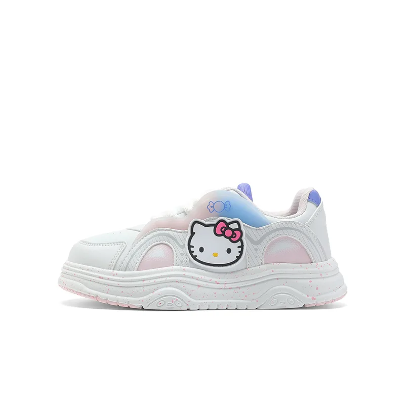 Hello Kitty кроссовки низкие с амортизацией, дышащие, легкие, устойчивые к ударам и истиранию Sanrio, Hello Kitty-Beige/Pink Purple-Lace-Up