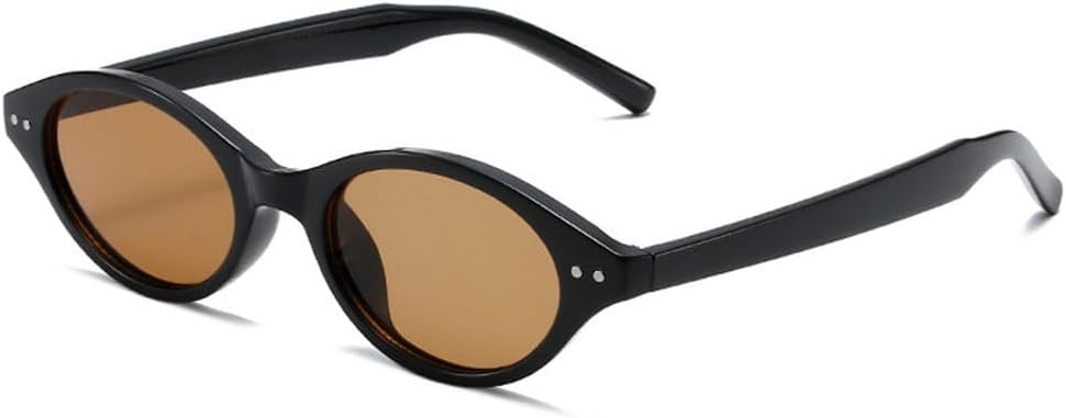 

Женские солнцезащитные очки овальной формы в стиле ретро, ​​конфетные оттенки, защита от УФ-излучения UV400; мужские модные солнцезащитные очки с заклепками TKKTLLT, Black Tea