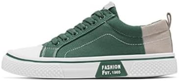 

Мужские дышащие кроссовки из канваса, низкие туфли на шнуровке для скейтбординга, однотонные повседневные обувь, подходящая для всех сезонов и любых случаев Huayorong, зеленый